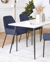Beliani Set Of 2 Dining Chairs Loverna Corduroy Dark Blue - thumbnail 2