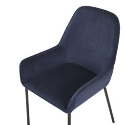 Beliani Set Of 2 Dining Chairs Loverna Corduroy Dark Blue - thumbnail 7