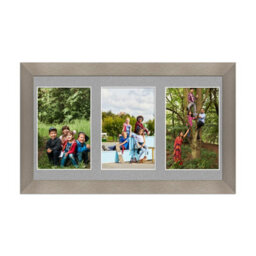 AK Frames 40X20Cm Aluminum Modern Multi Photo Frame With Silver Mount - Holds 3 Apertures (3X) 6X4 Photos - thumbnail 1