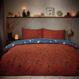 Furn. Witchy Vibes Celestial Reversible Duvet Cover Set, Super King, Orange