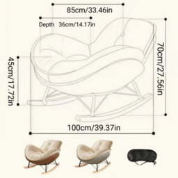 Grey Rocking Chair, Recliner Sofa For Living Room And Balcony - thumbnail 2