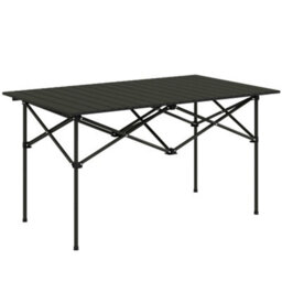 Outsunny Portable Folding Camping Table W/ Roll Up Aluminium Top Carry Bag Black - thumbnail 2