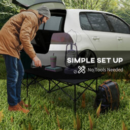 Outsunny Portable Folding Camping Table W/ Roll Up Aluminium Top Carry Bag Black - thumbnail 6