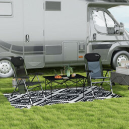 Outsunny Portable Folding Camping Table W/ Roll Up Aluminium Top Carry Bag Black - thumbnail 9