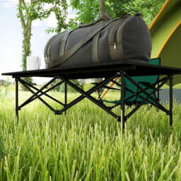 Outsunny Portable Folding Camping Table W/ Roll Up Aluminium Top Carry Bag Black - thumbnail 8
