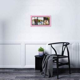 AK Frames 16X8 Pastel Pink Classic Multi Photo Frame With Black Mount - Holds 3 Apertures (3X) 7X5 Photos - thumbnail 3