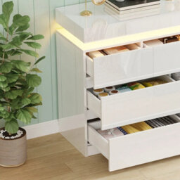 White High Gloss 7 Drawer Chest Of Drawers With Rgb Led Light Bedroom Furniture - thumbnail 4