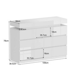 White High Gloss 7 Drawer Chest Of Drawers With Rgb Led Light Bedroom Furniture - thumbnail 2