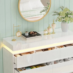White High Gloss 7 Drawer Chest Of Drawers With Rgb Led Light Bedroom Furniture - thumbnail 3