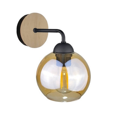 Luminosa Lighting Luminosa Melle Dome Wall Lamp Wood, 23Cm, 1X E27