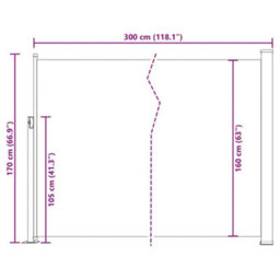 Vidaxl Patio Retractable Side Awning 170X300 Cm Grey - thumbnail 3
