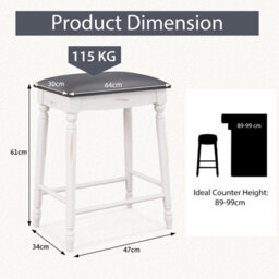 "Costway Set Of 2 Bar Stools Dining Counter Height Chair Modern Upholstered Pub Stool 24""" - thumbnail 3