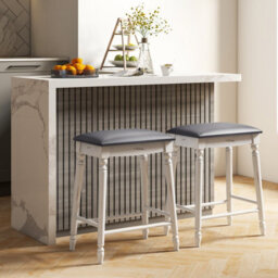 "Costway Set Of 2 Bar Stools Dining Counter Height Chair Modern Upholstered Pub Stool 24""" - thumbnail 1
