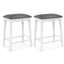"Costway Set Of 2 Bar Stools Dining Counter Height Chair Modern Upholstered Pub Stool 24""" - thumbnail 2