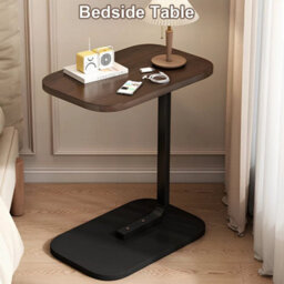 Black Walnut C-Shaped Compact Sofa Side End Table Coffee Laptop Table Living Room Bedroom New