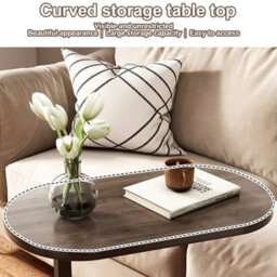 Black Walnut C-Shaped Compact Sofa Side End Table Coffee Laptop Table Living Room Bedroom New - thumbnail 3