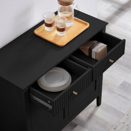 Melody Maison Black Two Door Two Drawer Sideboard - Hales Black Range - thumbnail 4