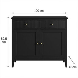 Melody Maison Black Two Door Two Drawer Sideboard - Hales Black Range - thumbnail 9