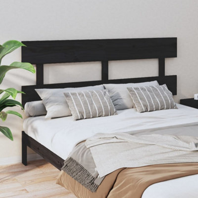 Berkfield Bed Headboard Black 164X3X81 Cm Solid Wood Pine - image 1