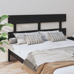 Berkfield Bed Headboard Black 164X3X81 Cm Solid Wood Pine - thumbnail 1