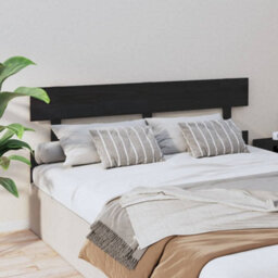 Berkfield Bed Headboard Black 164X3X81 Cm Solid Wood Pine - thumbnail 4