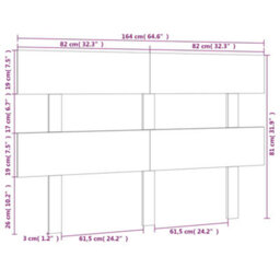 Berkfield Bed Headboard Black 164X3X81 Cm Solid Wood Pine - thumbnail 6