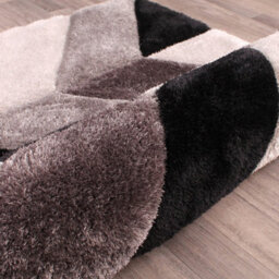 Grey Shaggy Modern Sparkle Geometric Easy To Clean Rug For Dining Room Bed Room And Living Room-60Cm X 110Cm - thumbnail 6