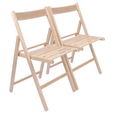 Harbour Housewares 2X Beech Wood Folding Chairs - Wooden Garden Chair Outdoor Seating Deck Seats Foldable Dining Patio Furniture - image 1