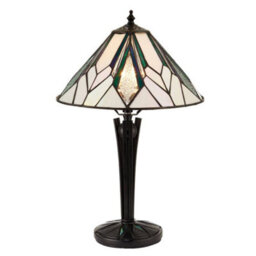 Luminosa Lighting Luminosa Astoria 1 Light Small Table Lamp Black, Tiffany Style Glass, E14