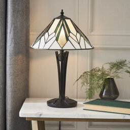 Luminosa Lighting Luminosa Astoria 1 Light Small Table Lamp Black, Tiffany Style Glass, E14 - thumbnail 2