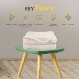 Monhouse Heated Throw - Electric Blanket - Digital Controller - 9Hr Timer, 9 Heat Settings - Single 130X160Cm - Beige - thumbnail 6