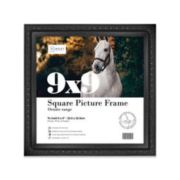 9X9 Black Ornate Picture Frame (22.9 X 22.9Cm) Poster, Photo, Artwork, Gallery Wall Or Print - thumbnail 1