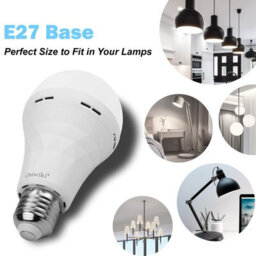 Amorly 2 Pack 15W E27 Rechargeable Emergency Led Bulbs, Self Charging Battery Operated, 6500K White Light For Power Failure, Outdoor Use - thumbnail 5