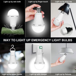 Amorly 2 Pack 15W E27 Rechargeable Emergency Led Bulbs, Self Charging Battery Operated, 6500K White Light For Power Failure, Outdoor Use - thumbnail 3