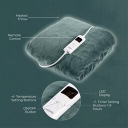 Carmen Electric Heated Throw Blanket Green Fleece 160X130Cm With 9 Heat Settings - thumbnail 7