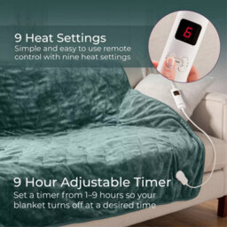 Carmen Electric Heated Throw Blanket Green Fleece 160X130Cm With 9 Heat Settings - thumbnail 5
