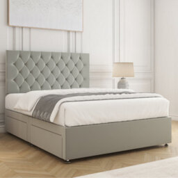 Bsspoke Mia Divan Bed Set Silver Plush Velvet 24Inch Headboard & Mattress No Drawers In 3Ft 4Ft 4Ft6 5Ft 6Ft - thumbnail 2