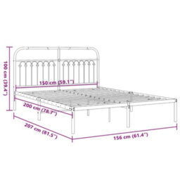 Berkfield Metal Bed Frame Without Mattress With Headboard Black 150X200Cm - thumbnail 8