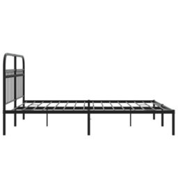 Berkfield Metal Bed Frame Without Mattress With Headboard Black 150X200Cm - thumbnail 5