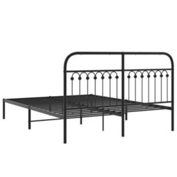 Berkfield Metal Bed Frame Without Mattress With Headboard Black 150X200Cm - thumbnail 6