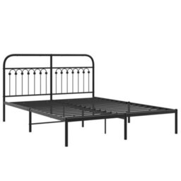 Berkfield Metal Bed Frame Without Mattress With Headboard Black 150X200Cm - thumbnail 3