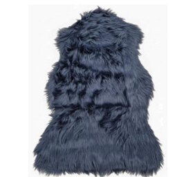 Homespace Direct Ltd Homespace Direct Luxury Faux Rabbit Fur Rug With Suede Backing Area Rug Plush Soft Accent Rug Light Midnight Navy Blue 60X90Cm - thumbnail 1