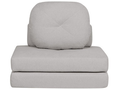 Wyld And Coco Luxora 1-Seater Sofa Pouffe Bed In Light Grey Fabric - Fold-Out Single Sleeper, Convertible Armchair/chaise. - image 1