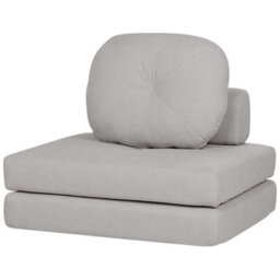 Wyld And Coco Luxora 1-Seater Sofa Pouffe Bed In Light Grey Fabric - Fold-Out Single Sleeper, Convertible Armchair/chaise. - thumbnail 4