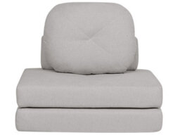Wyld And Coco Luxora 1-Seater Sofa Pouffe Bed In Light Grey Fabric - Fold-Out Single Sleeper, Convertible Armchair/chaise. - thumbnail 1