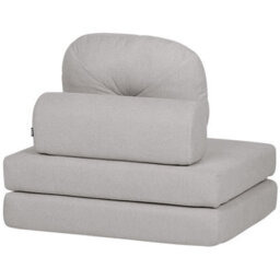 Wyld And Coco Luxora 1-Seater Sofa Pouffe Bed In Light Grey Fabric - Fold-Out Single Sleeper, Convertible Armchair/chaise. - thumbnail 6