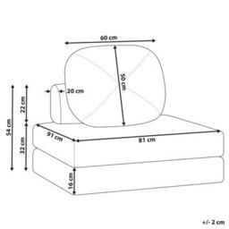 Wyld And Coco Luxora 1-Seater Sofa Pouffe Bed In Light Grey Fabric - Fold-Out Single Sleeper, Convertible Armchair/chaise. - thumbnail 3