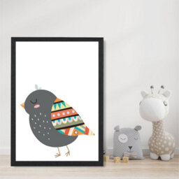 Artze Wall Art Bird Tribal Animal Art Print With Black Frame Size: A4 - thumbnail 2