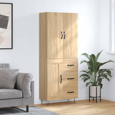 Berkfield Highboard Sonoma Oak 69.5X34X180 Cm Engineered Wood - image 1