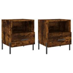 Berkfield Bedside Cabinets 2 Pcs Smoked Oak 40X35X47.5 Cm Engineered Wood - thumbnail 2